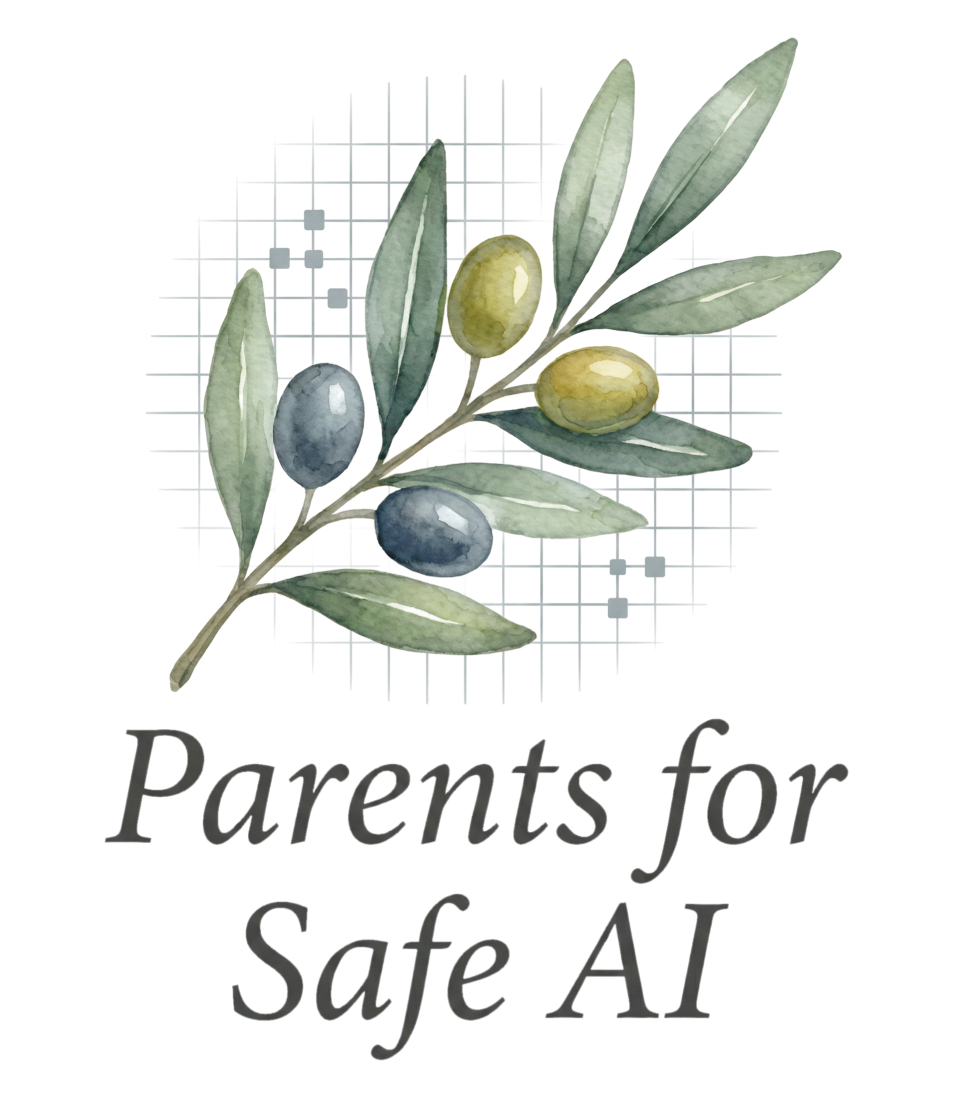 Parents for Safe AI — olive branch with grid motif